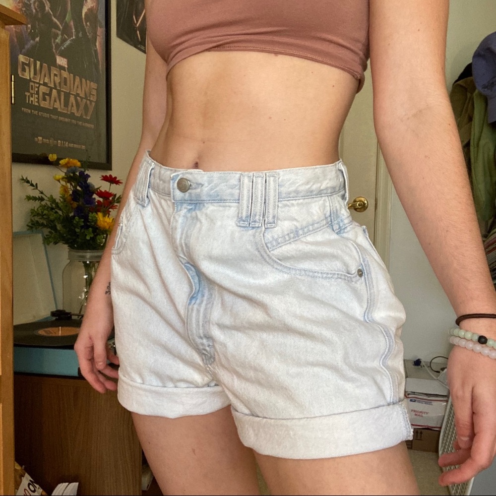 Vintage Cactus Light Wash High Rise Jean Shorts